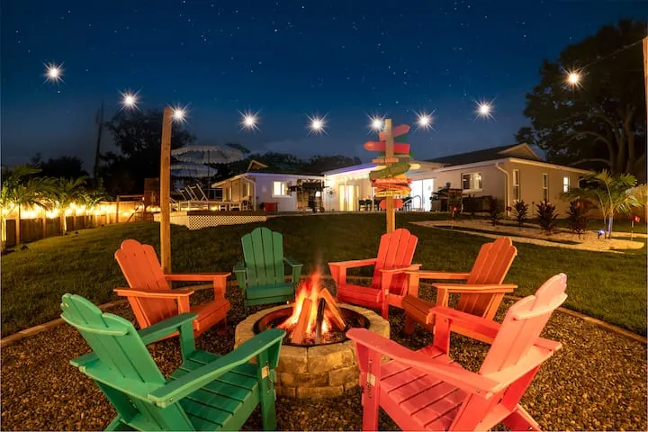 Backyard at night