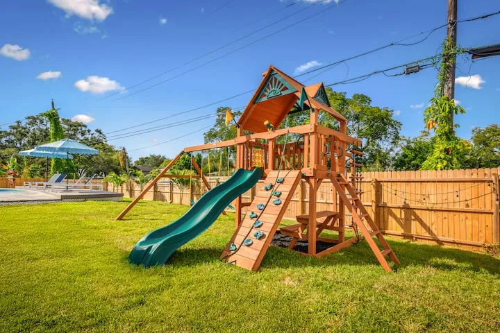 Full-size playground with slide