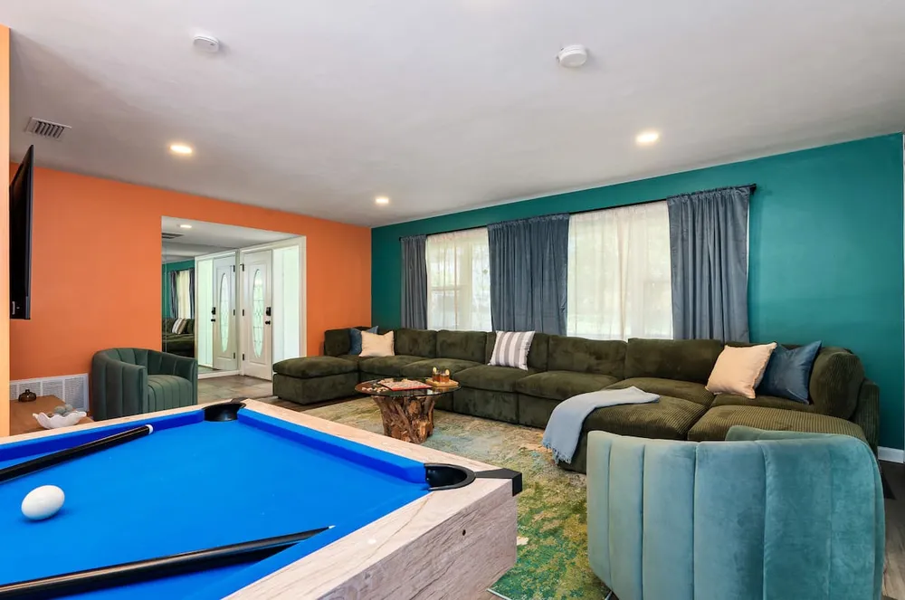 Large sectional sofa with board games